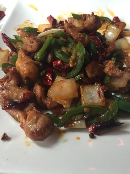 Order D9. Stir Fried Chicken with Spicy Capsicum food online from Shu Han Ju Chinese Restaurant store, New York on bringmethat.com