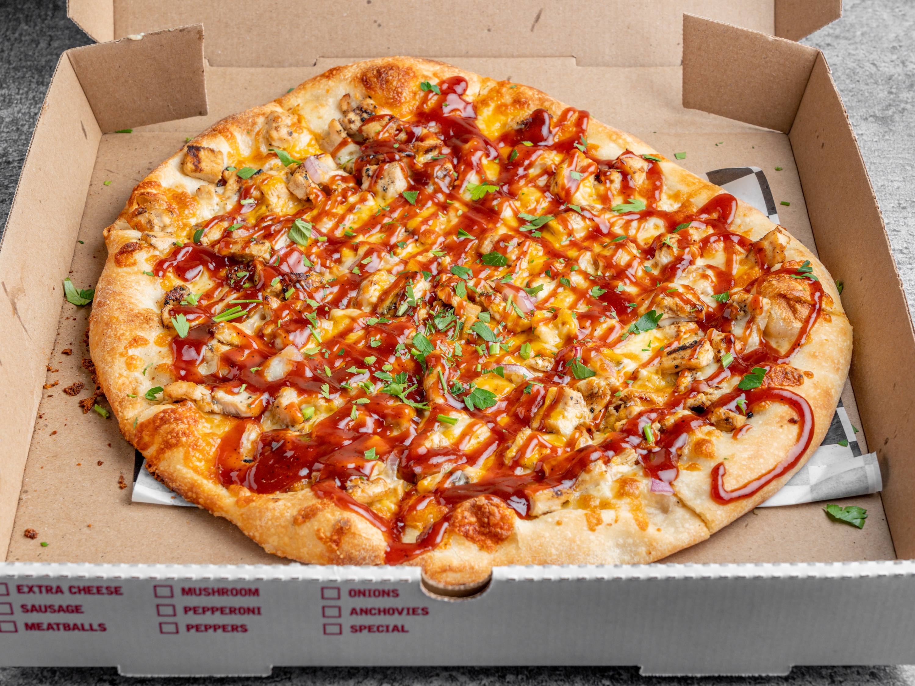 Order Traditional The Backyard BBQ Pizza food online from 3 Brothers of RVC store, Rockville Centre on bringmethat.com