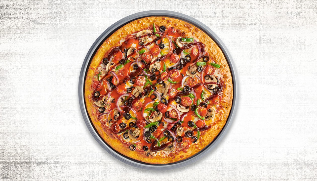 Order Veggie with BBQ & Buffalo Drizzle food online from Pasqually Pizza & Wings store, Altamonte Springs on bringmethat.com