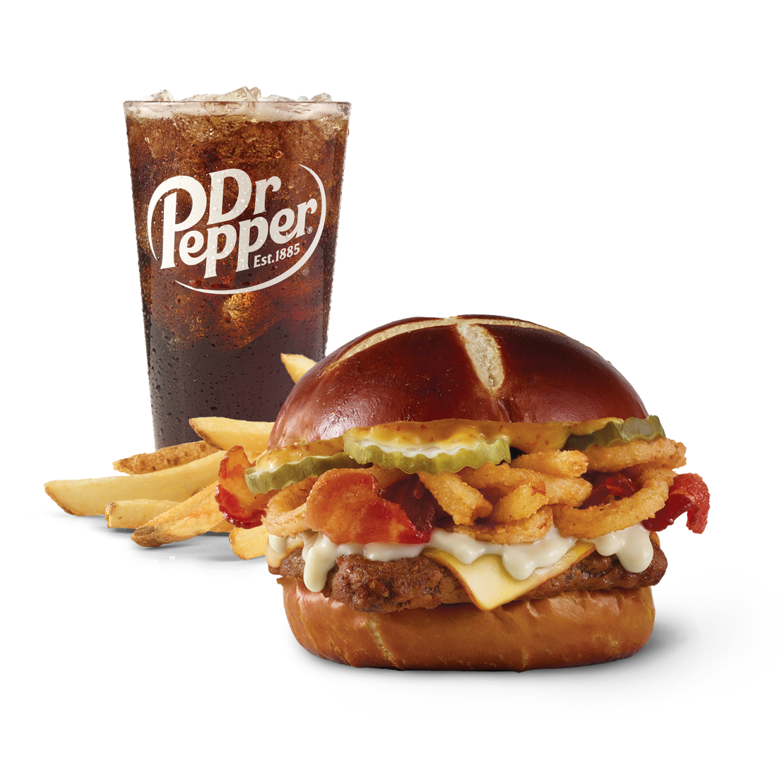 Order Pretzel Bacon Pub Cheeseburger Combo food online from Wendy's store, Wooster on bringmethat.com