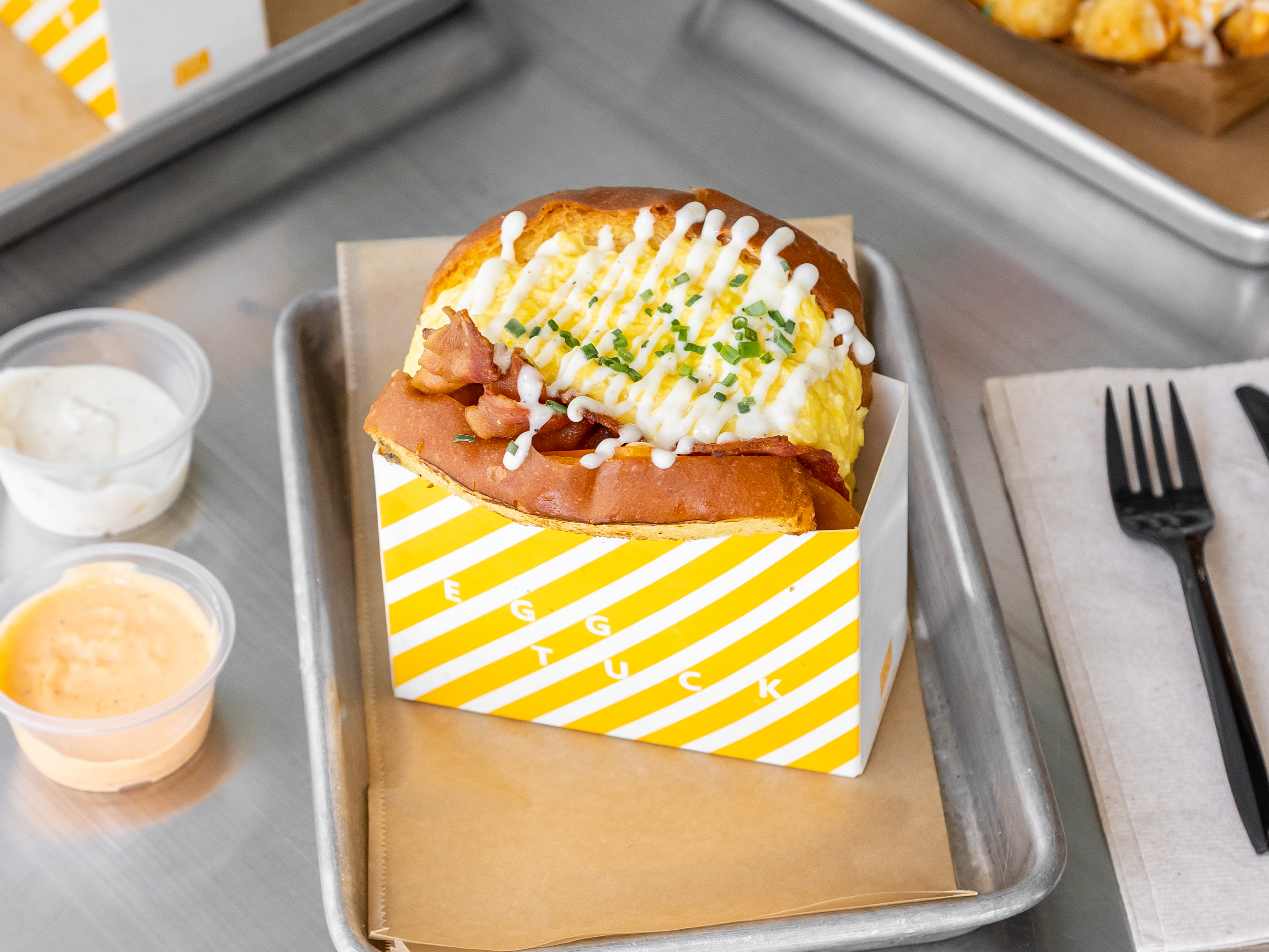 Order Bacon and Cheese Sandwich food online from Egg Tuck store, Los Angeles on bringmethat.com