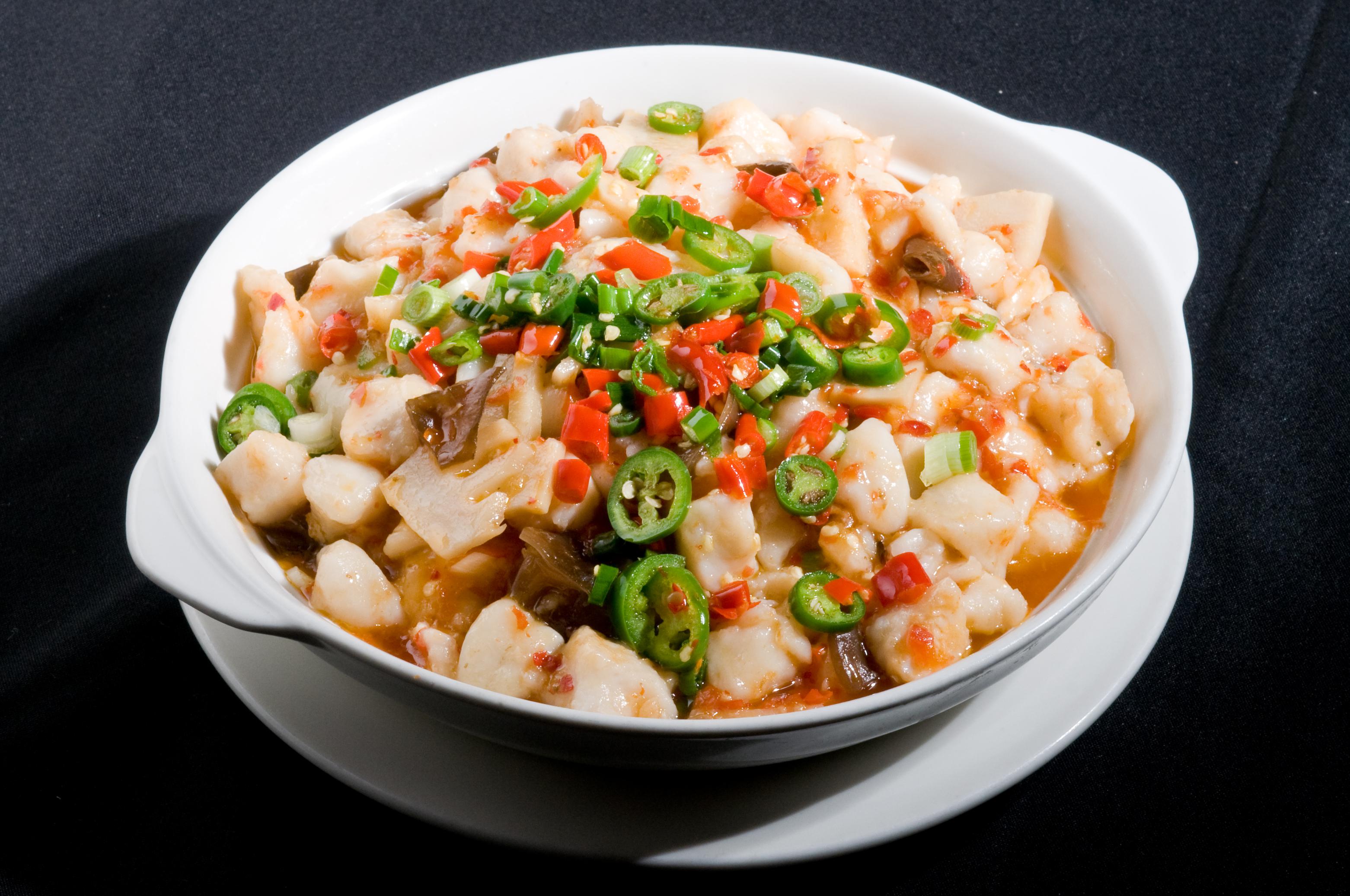 Order F16. Diced Fish with Sauce food online from Shu Han Ju Chinese Restaurant store, New York on bringmethat.com