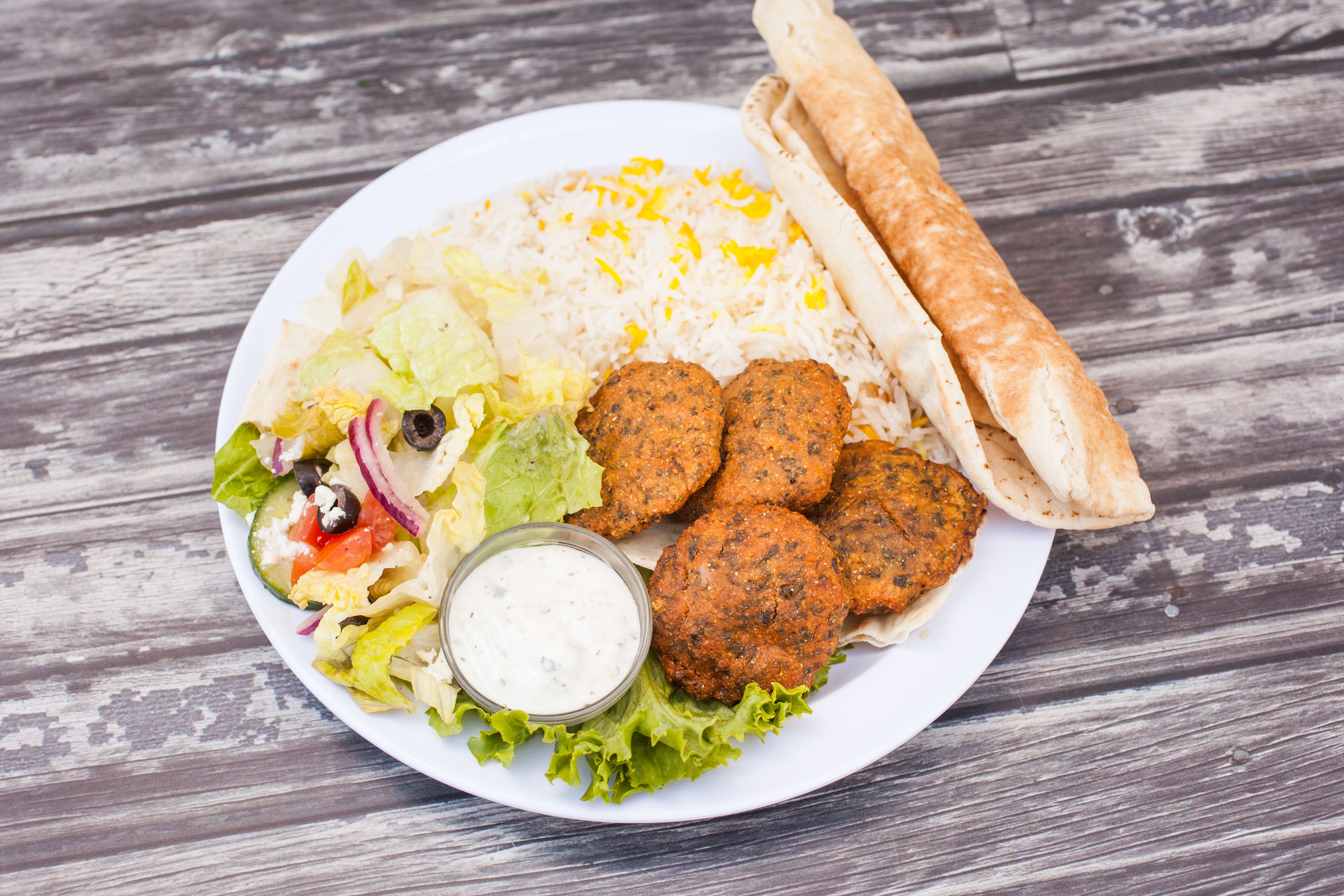 Order Falafel Plate food online from Mitra's Cafe store, Murrieta on bringmethat.com