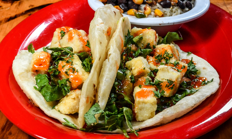 Sweet Thai Tofu Tacos from Cabo Fish Taco Baja Seagrill
