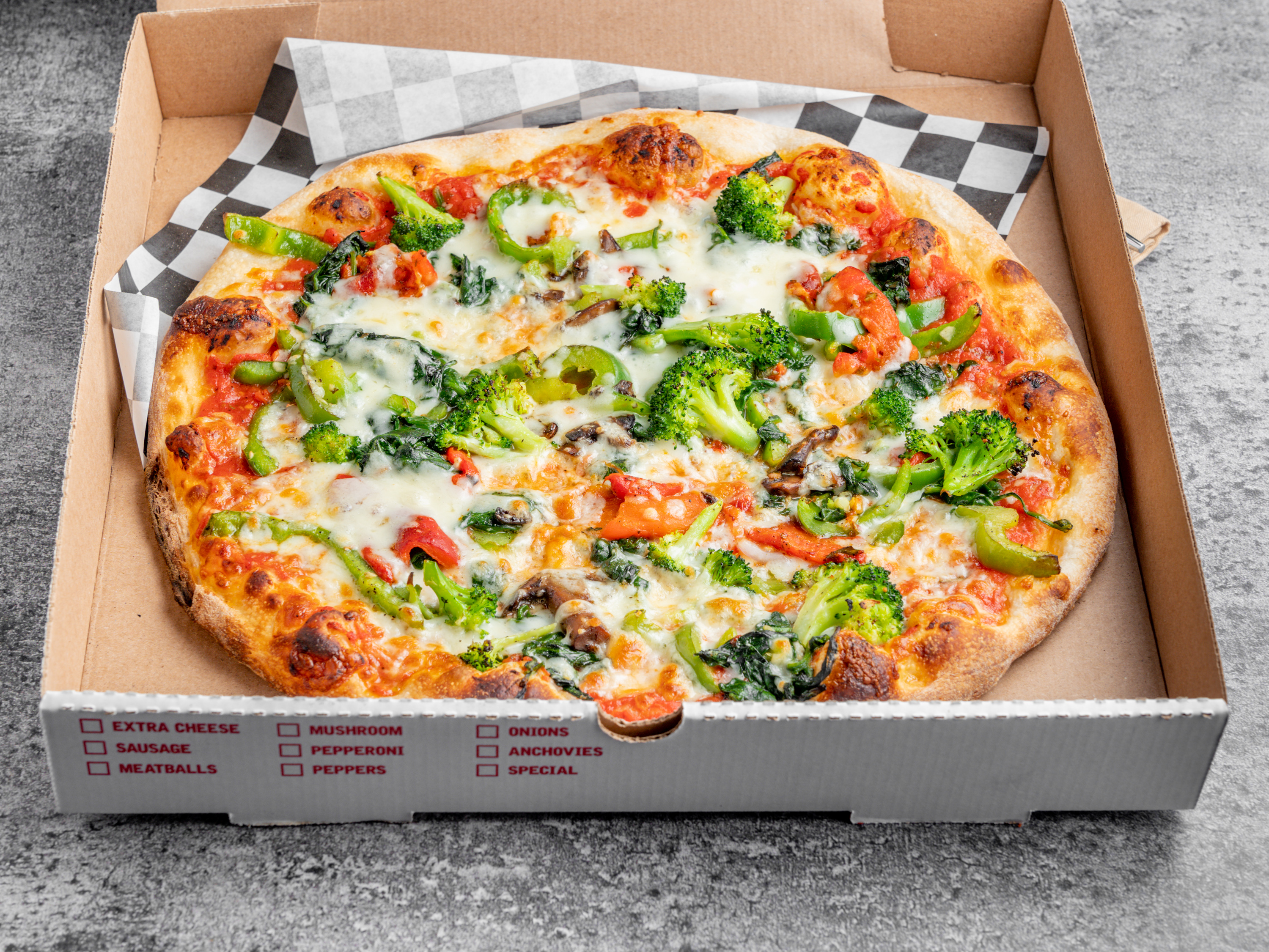 Order Traditional The Veggie Pizza food online from 3 Brothers of RVC store, Rockville Centre on bringmethat.com