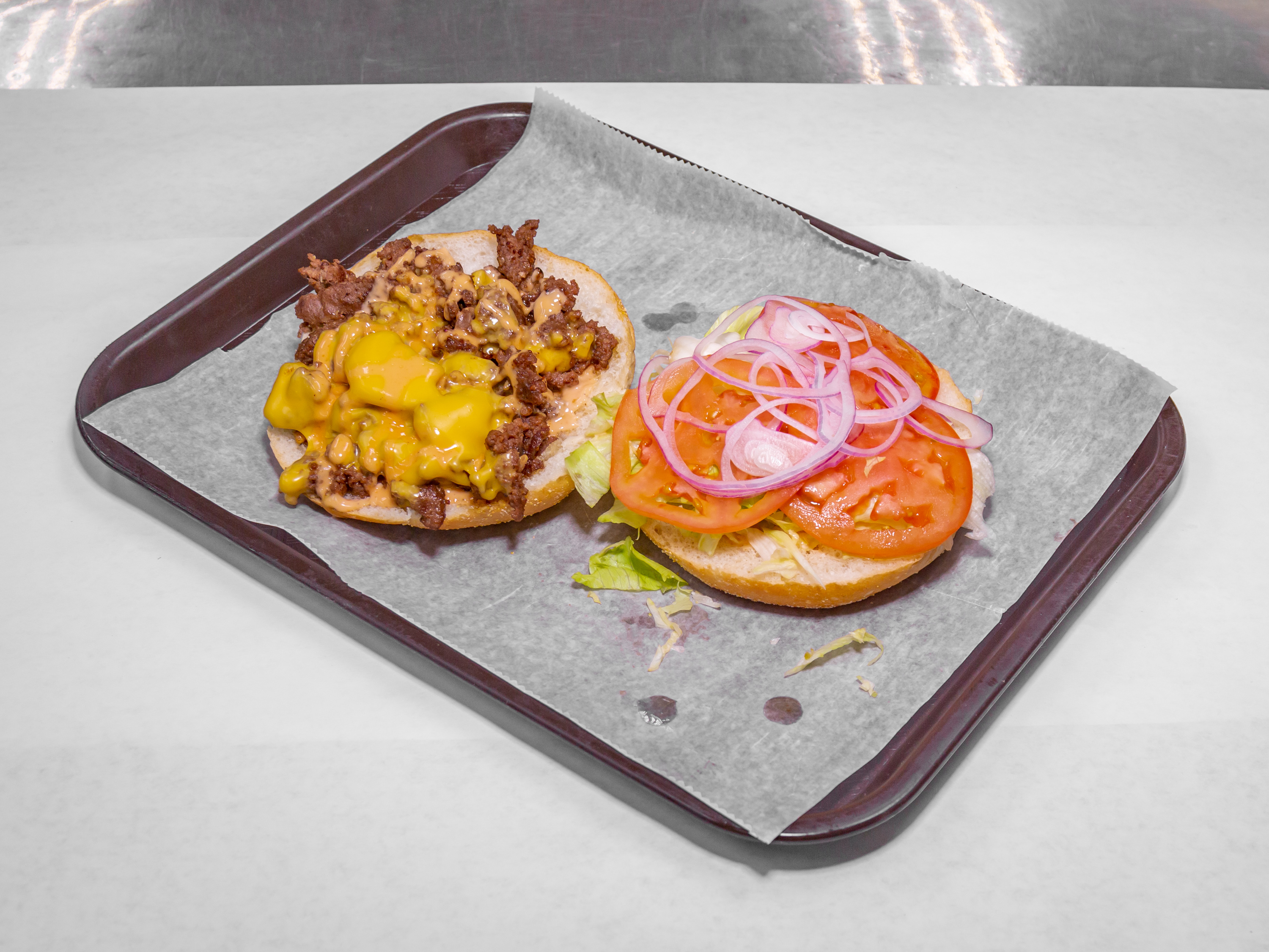 Order Chopped Cheese Burger food online from Bay Shore Deli & Grocery store, Bay Shore on bringmethat.com