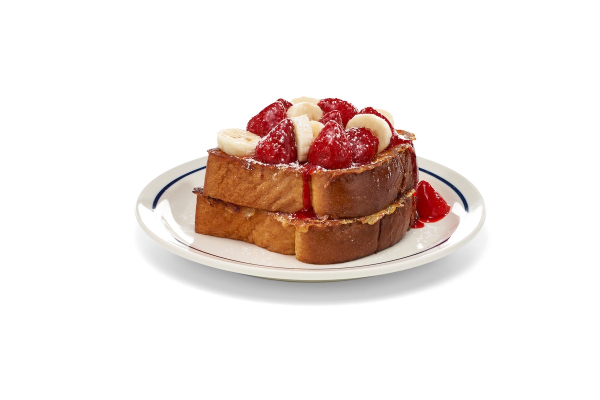Order NEW! Thick ‘N Fluffy Strawberry Banana French Toast food online from Ihop store, Grand Rapids on bringmethat.com