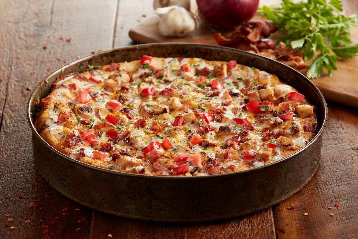 Order Chicken Bacon Ranch Pizza - Mini food online from BJ's Restaurant & Brewhouse store, Waco on bringmethat.com