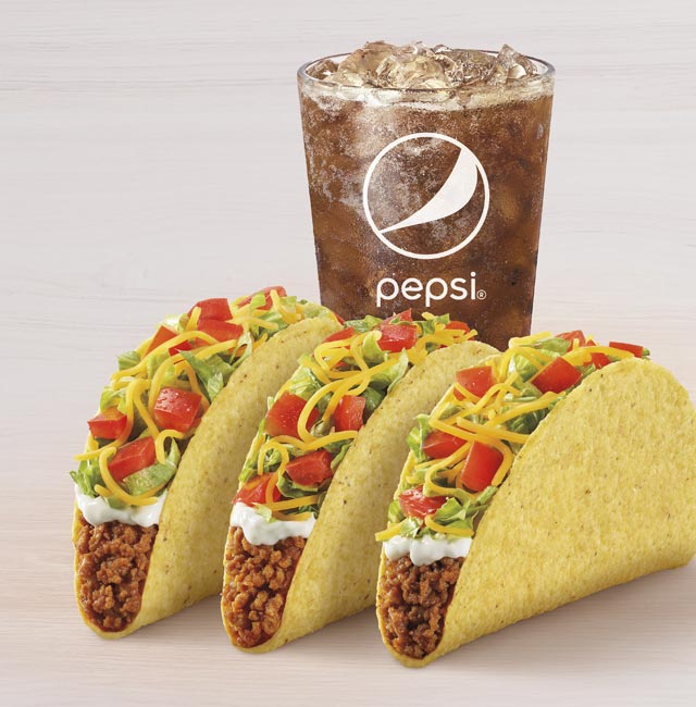 Order 3 Crunchy Tacos Supreme® Combo food online from Taco Bell store, Proctorville on bringmethat.com
