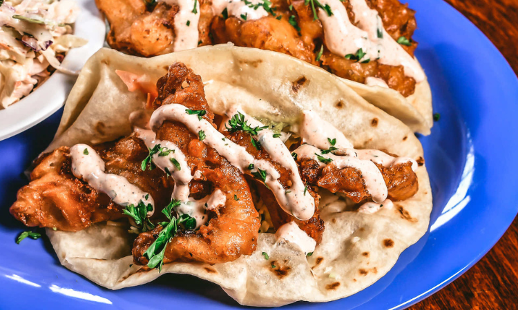 Beer Battered White Fish Tacos from Cabo Fish Taco Baja Seagrill