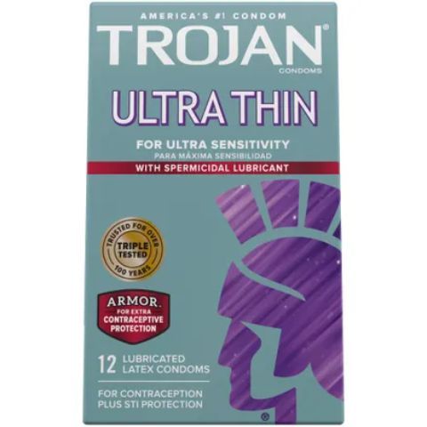 Order Trojan Ultra Thin Spermicidal 3 Count food online from 7-Eleven store, Arlington on bringmethat.com