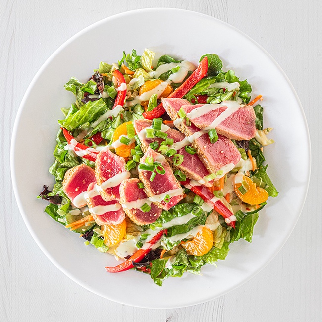Order Seared Ahi Tuna Salad food online from Hurricane Grill & Wings store, Syosset on bringmethat.com