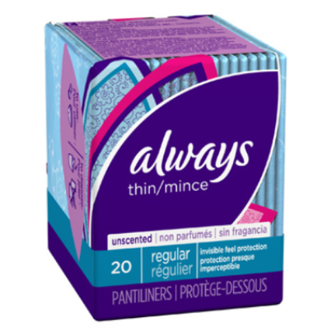 Order Always Panty liner Unscented 20 Count food online from 7-Eleven store, Wakefield on bringmethat.com
