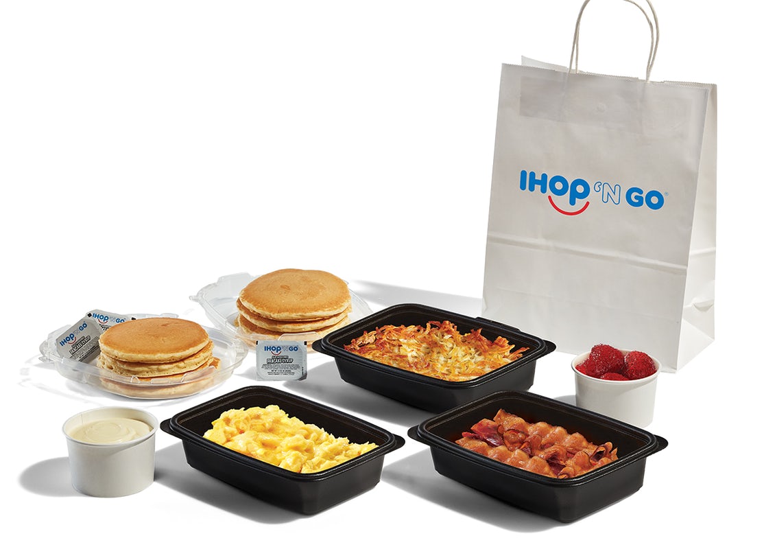 Order Pancake Creations Family Feast with Bacon food online from Ihop store, Elkhart on bringmethat.com