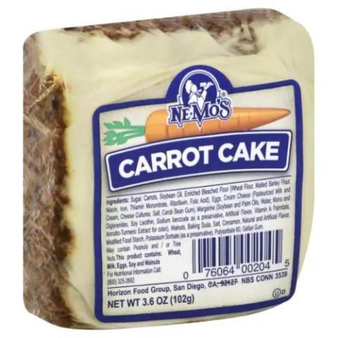 Order NeMos Cake Square Carrot 3oz food online from 7-Eleven store, Charlotte on bringmethat.com