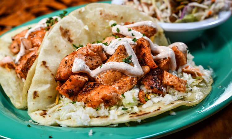 Grilled Salmon Tacos from Cabo Fish Taco Baja Seagrill