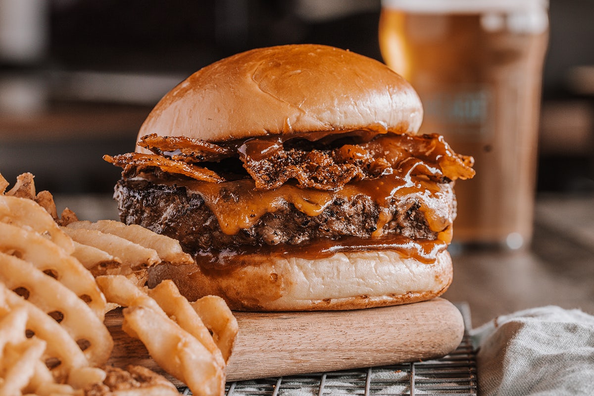 Order BBQ BACON CHEDDAR BURGER* food online from Old Chicago 66 store, Lakewood on bringmethat.com