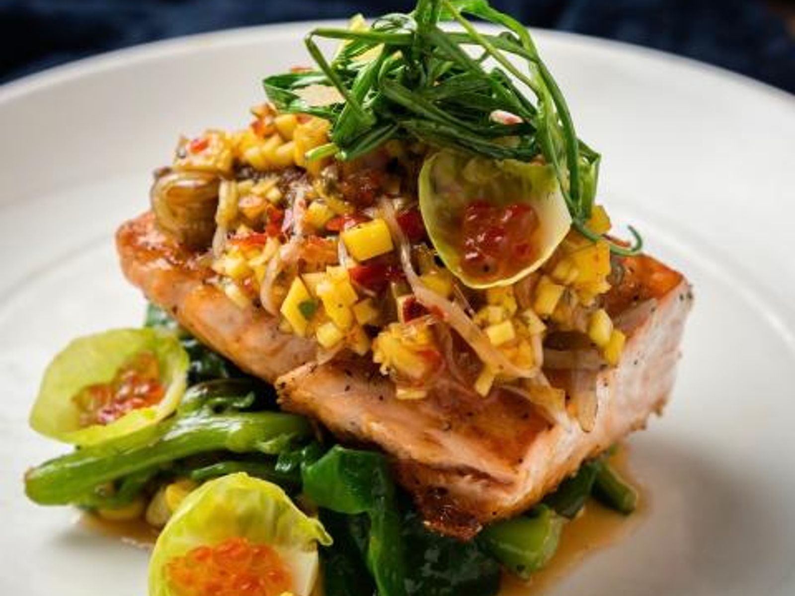 Order Oven-Baked Atlantic Salmon food online from Takumi Hibachi Sushi & Lounge store, Bay Shore on bringmethat.com