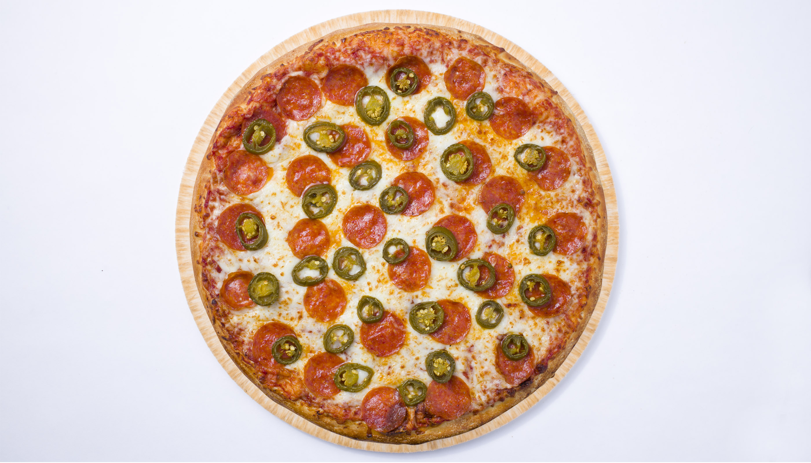 Order Large Pepperoni Jalapeno Pizza food online from John Incredible Pizza store, Buena Park on bringmethat.com