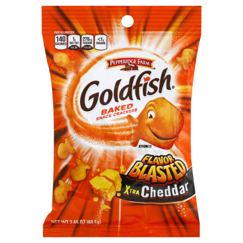Order Peppridge Farm Flavor Blasted Goldfish Extra Cheddar 2.45oz food online from 7-Eleven store, Wakefield on bringmethat.com