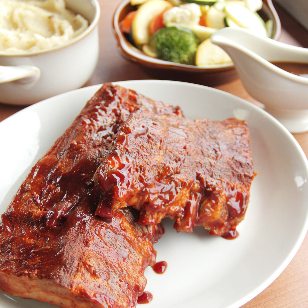 Order Hof's BBQ Ribs Family Meal (Large) food online from Hof Hut store, Long Beach on bringmethat.com
