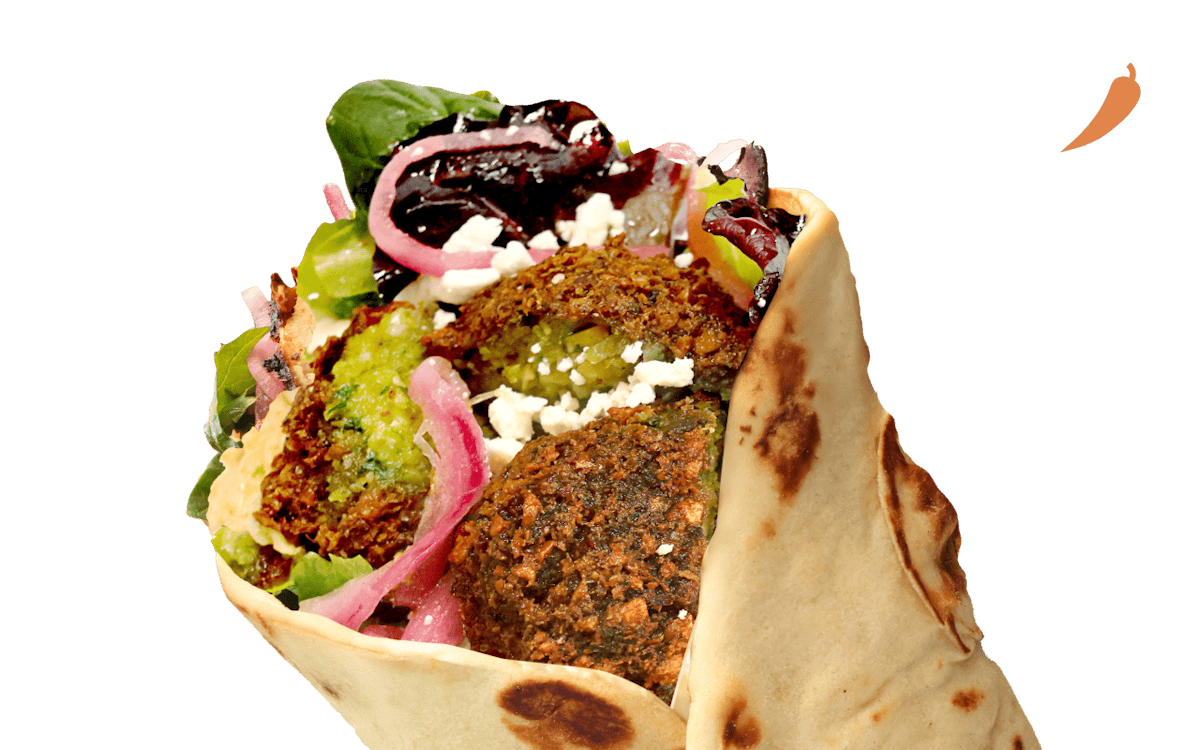 jalapeño falafel (signature wrap) from Mezeh Blacksburg