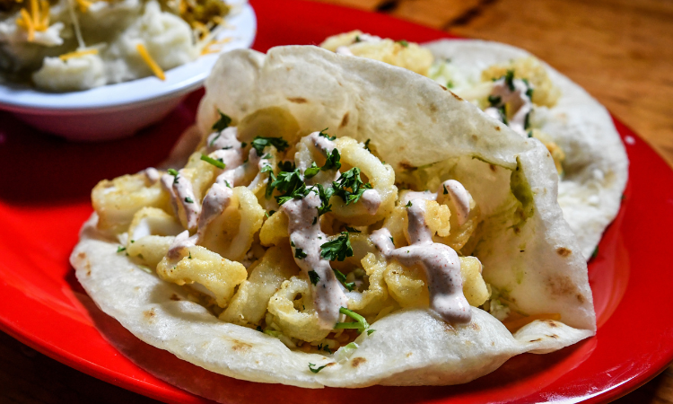 Crispy Calamari Tacos from Cabo Fish Taco Baja Seagrill