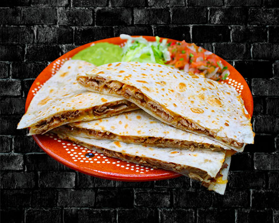 Order Carnitas Quesadilla food online from Rivas Mexican Grill#4 store, Henderson on bringmethat.com