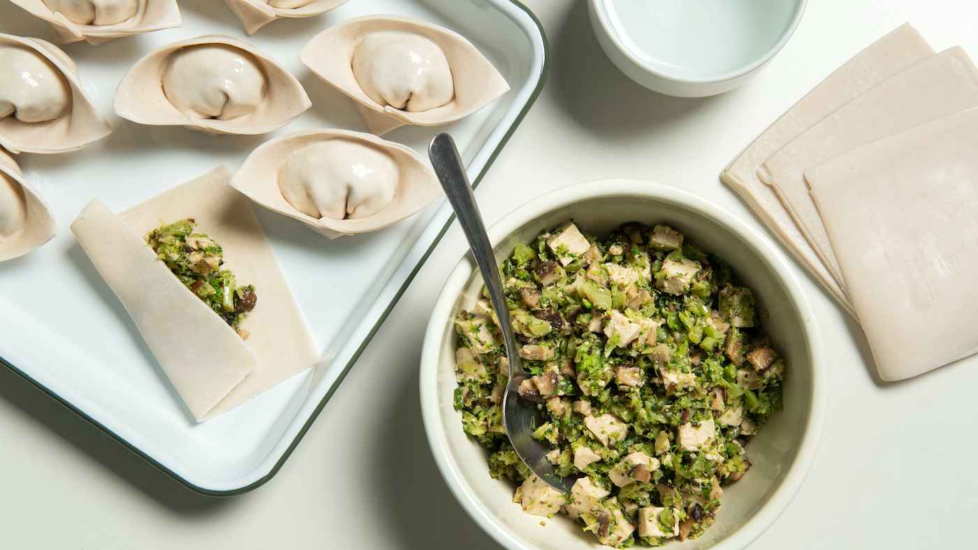 Order Broccoli and Mushroom Wonton food online from Milu store, New York on bringmethat.com