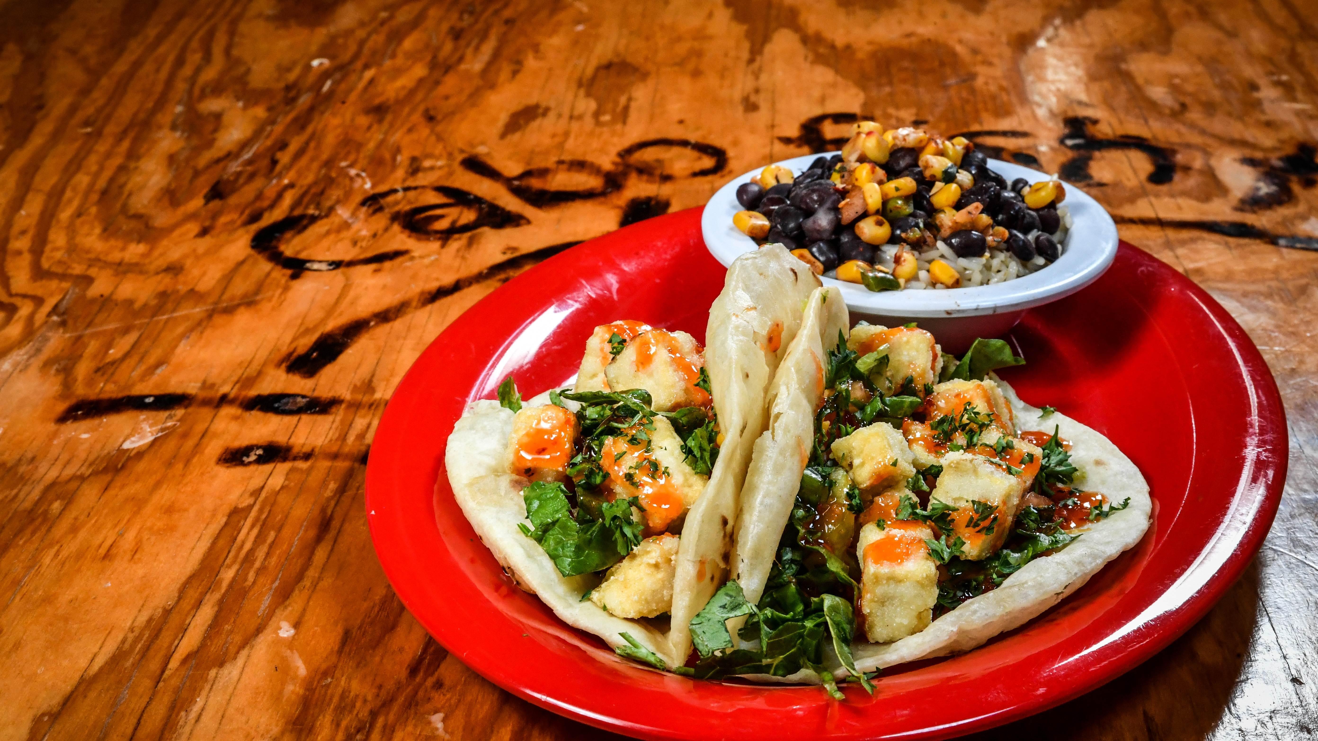 A La Sweet Thai Tofu Taco from Cabo Fish Taco Baja Seagrill