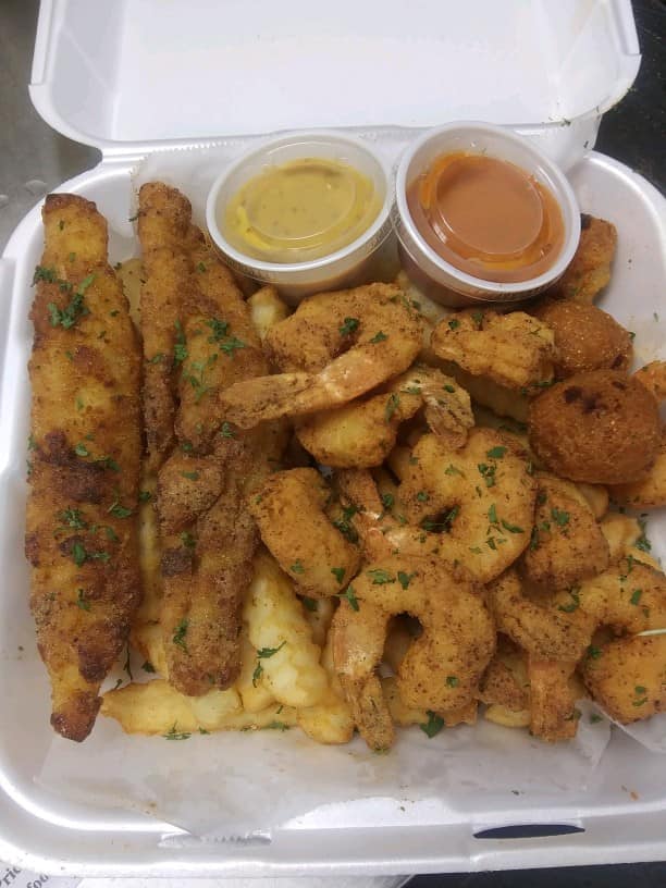 Order 8. Fish and Shrimp Platter food online from Crab Island store, Horn Lake on bringmethat.com