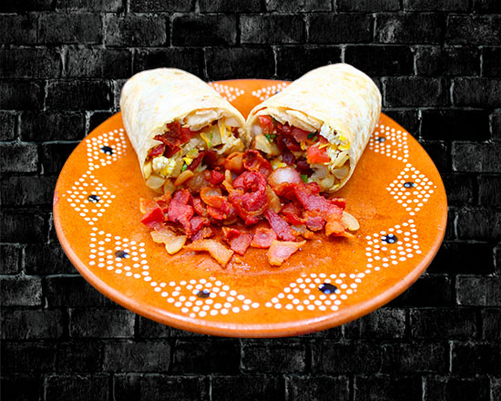 Order Bacon Breakfast Burrito food online from Rivas Mexican Grill#4 store, Henderson on bringmethat.com