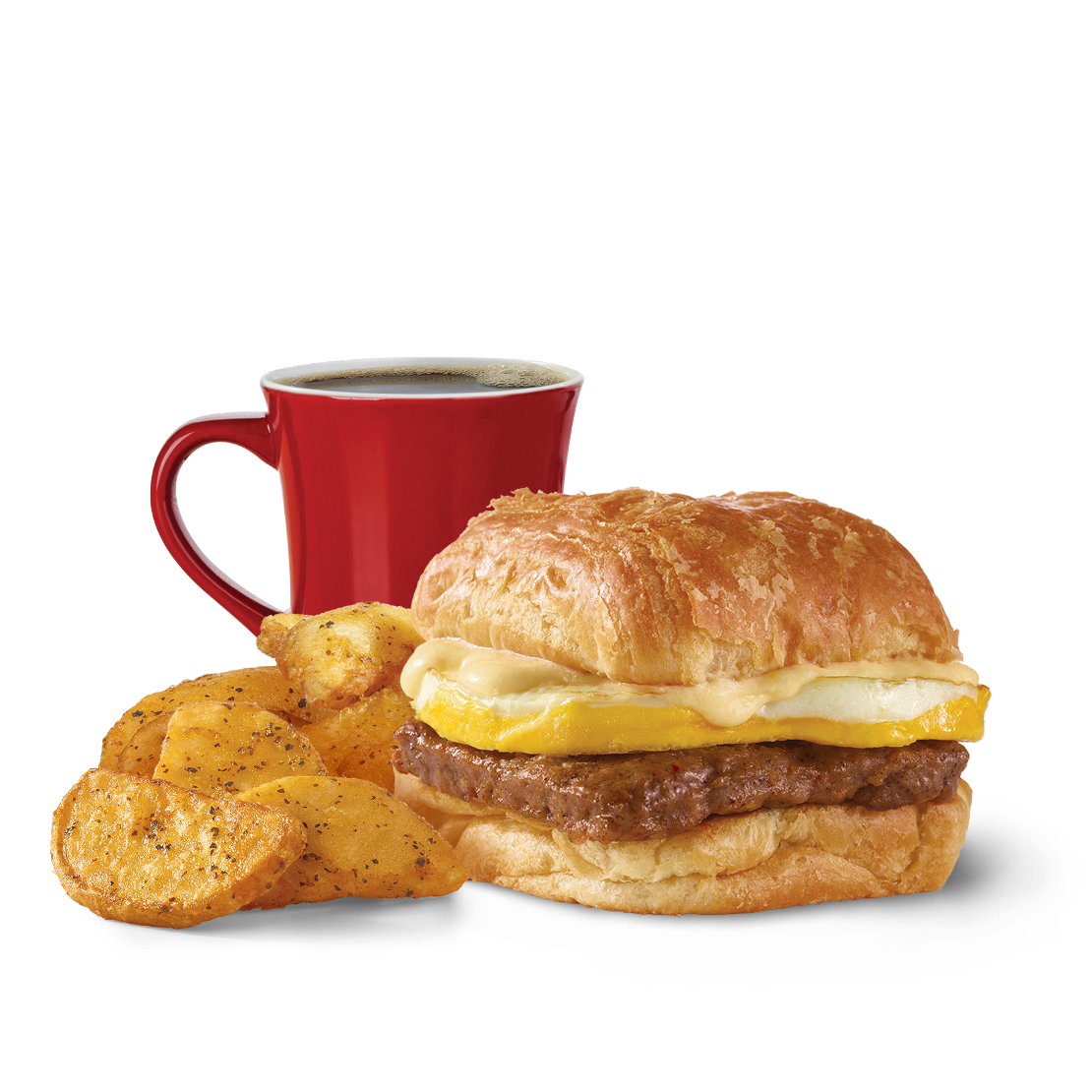 Order Sausage, Egg & Swiss Croissant Combo food online from Wendy store, Lexington on bringmethat.com