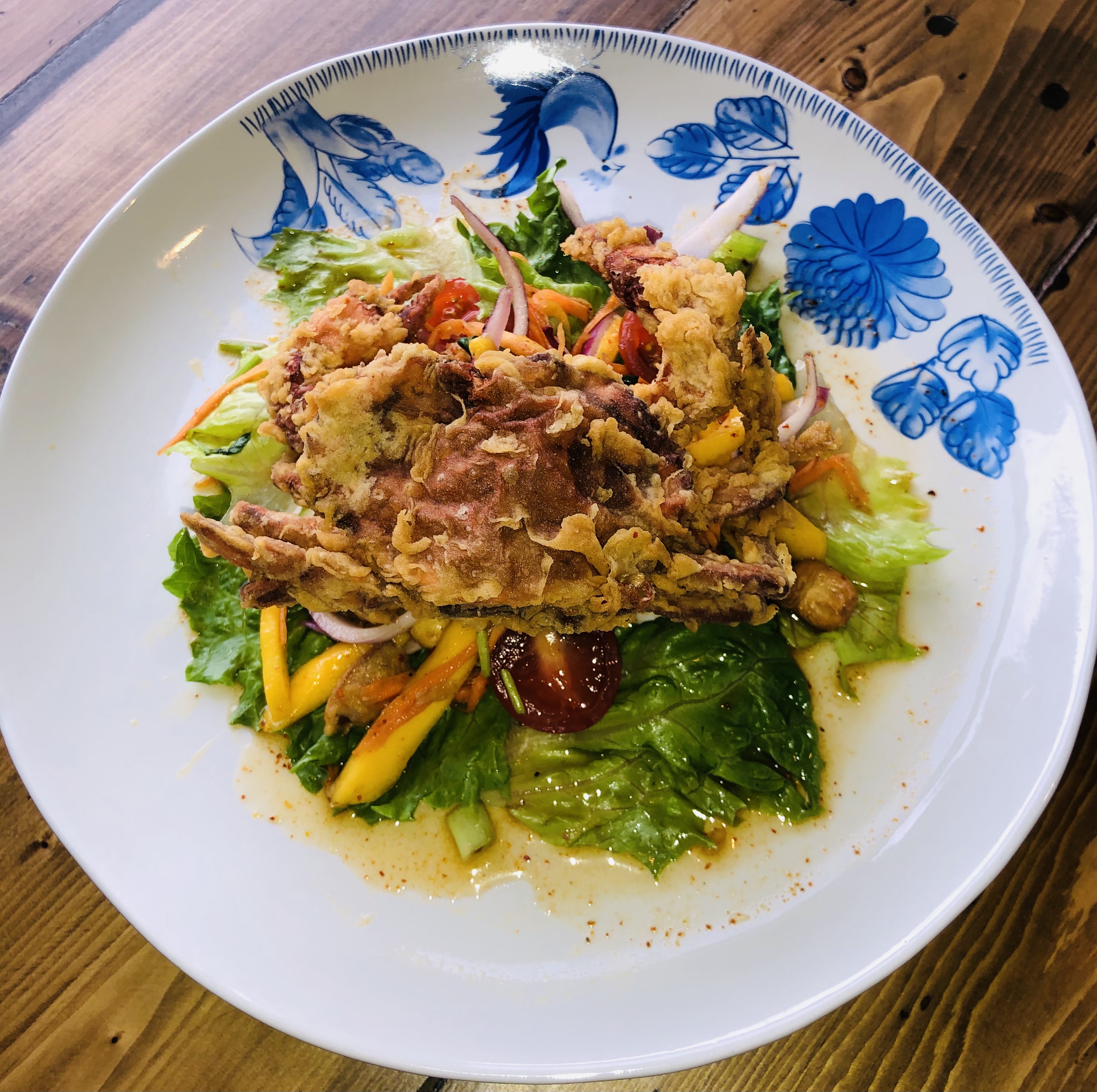 Order Crispy Soft Shell Crab with Mango Salad food online from Be More Thai store, Baltimore on bringmethat.com