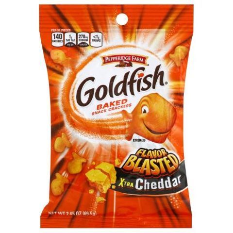 Order Peppridge Farm Flavor Blasted Goldfish Extra Cheddar 2.45oz food online from 7-Eleven store, Willis on bringmethat.com