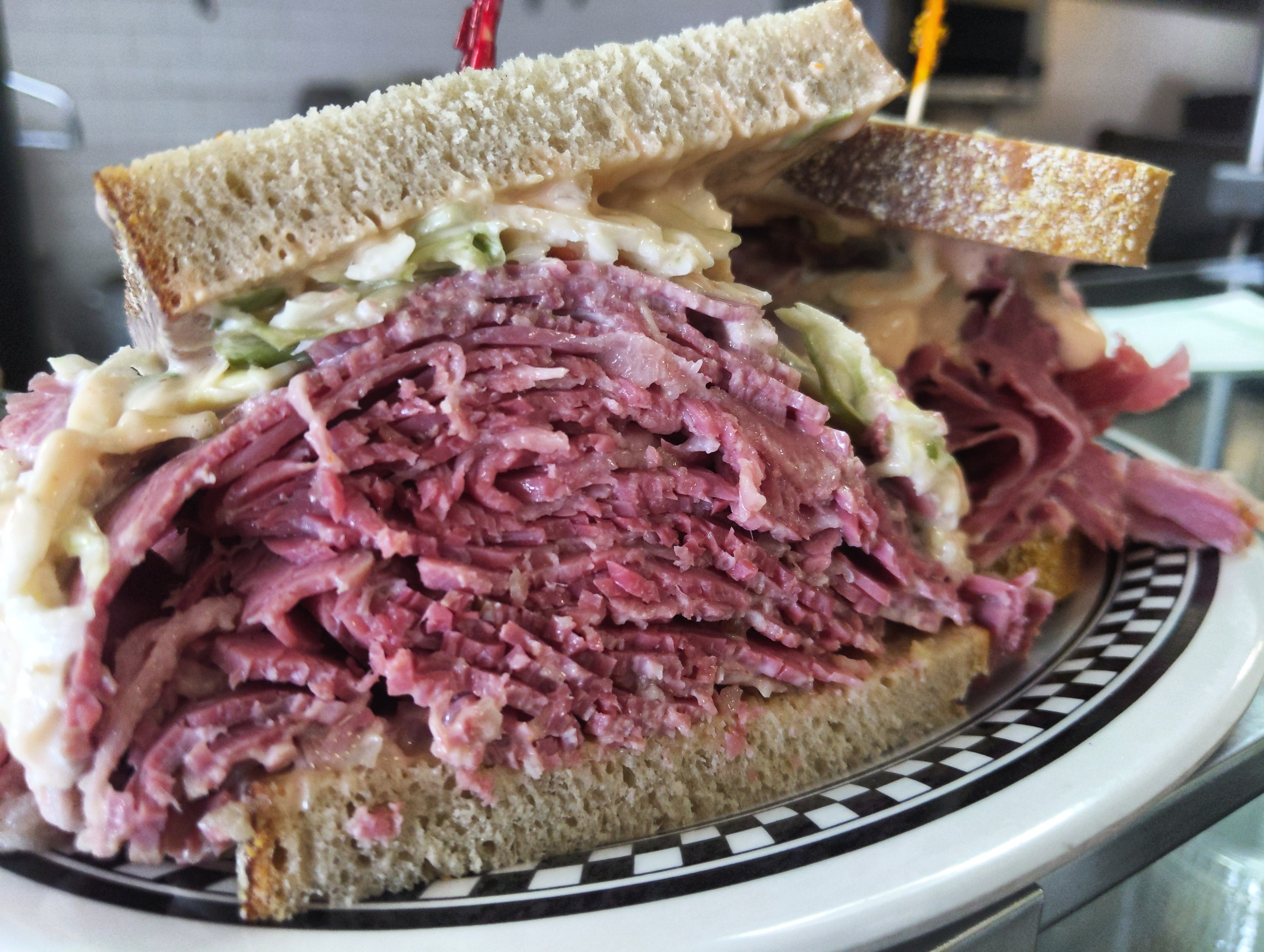 Order Hot Corned Beef Sandwich food online from The Kibitz Room store, Cherry Hill on bringmethat.com