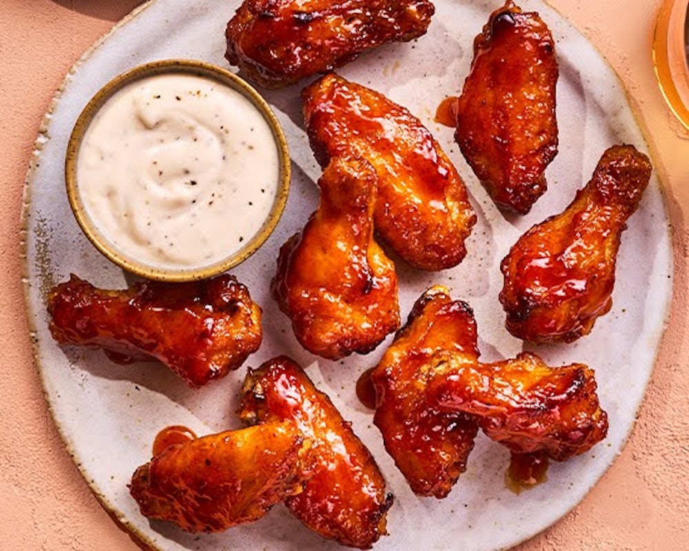KICKIN' BBQ PEACH WINGS from Your Pie