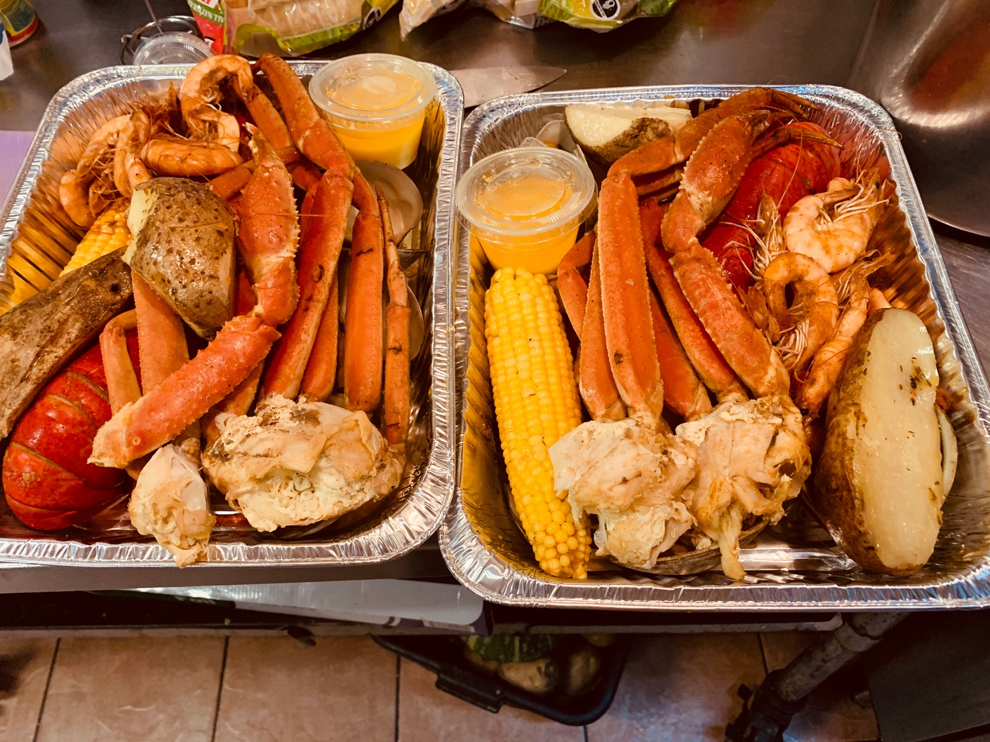 Order Lobster, Shrimp, Corn, and Bake Potato food online from Greydolphin Restaurant store, Queens on bringmethat.com