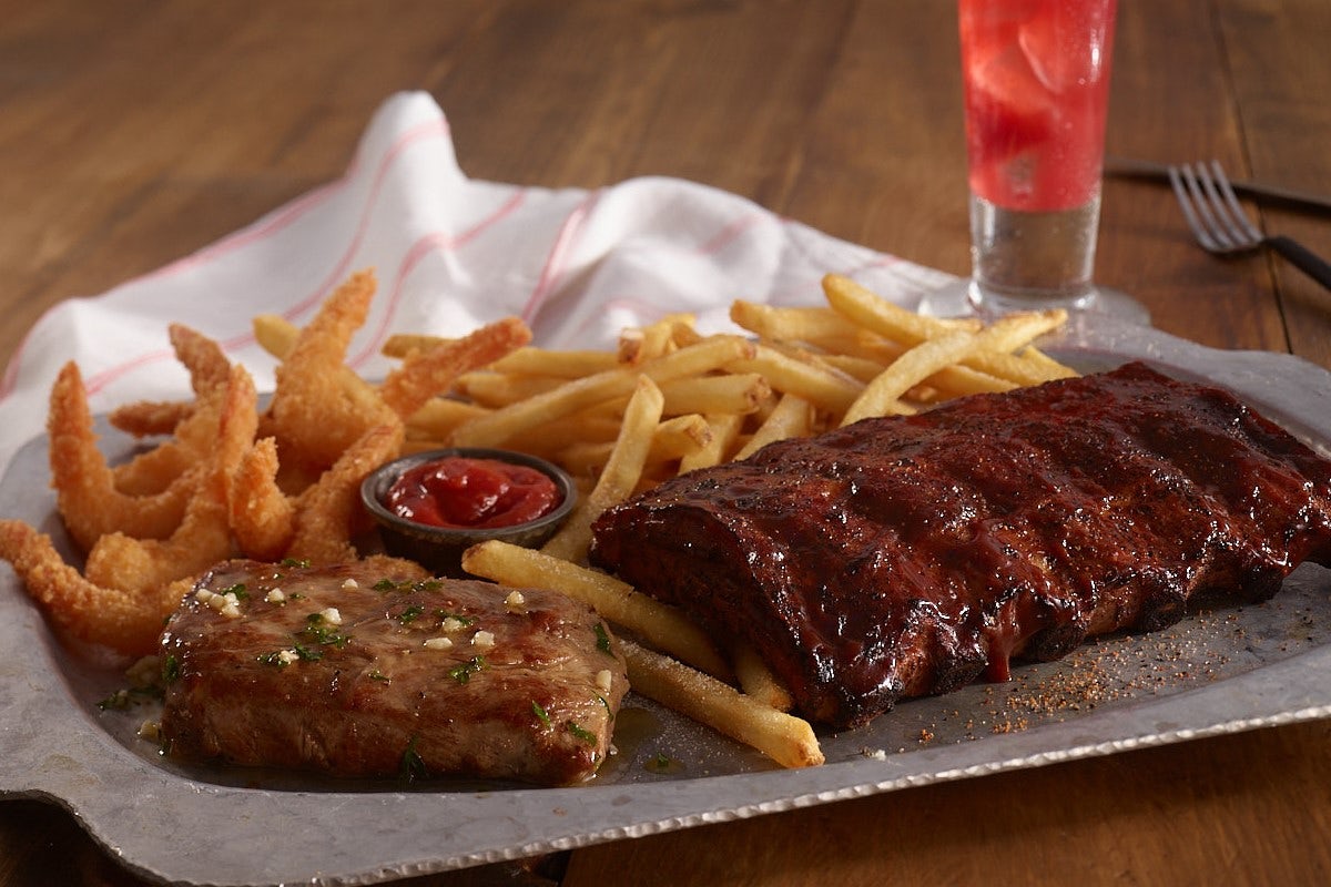 Order Rib Eye*, Ribs, and Crispy Shrimp Combo food online from Ruby Tuesday store, Thomasville on bringmethat.com
