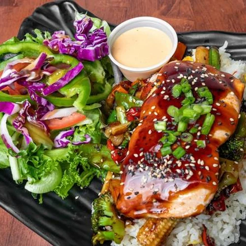 Grilled Salmon Teriyaki Bowl from Green's Grill & Sushi Bar