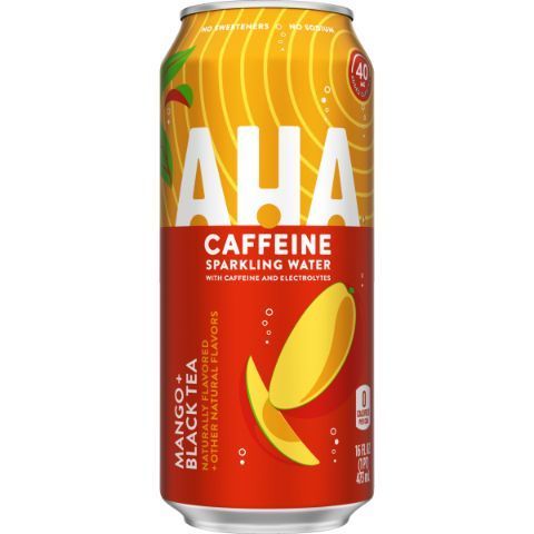Order AHA Caffeine Sparkling Water Mango + Black Tea 16oz food online from 7-Eleven store, Aurora on bringmethat.com