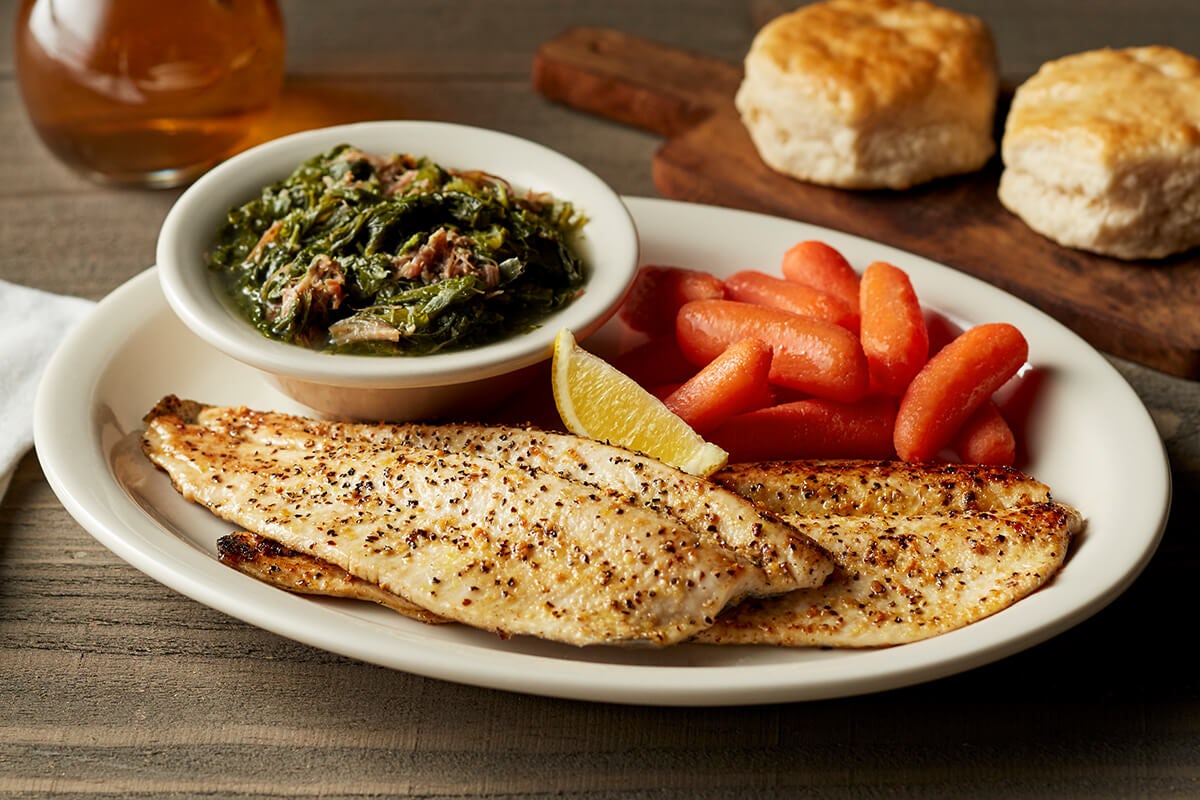 Order Lemon Pepper Grilled Rainbow Trout food online from Cracker Barrel store, Rochester on bringmethat.com