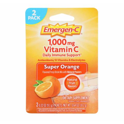 Order Emergen-C Daily Immune Support Super Orange 2 Count food online from 7-Eleven store, Wakefield on bringmethat.com