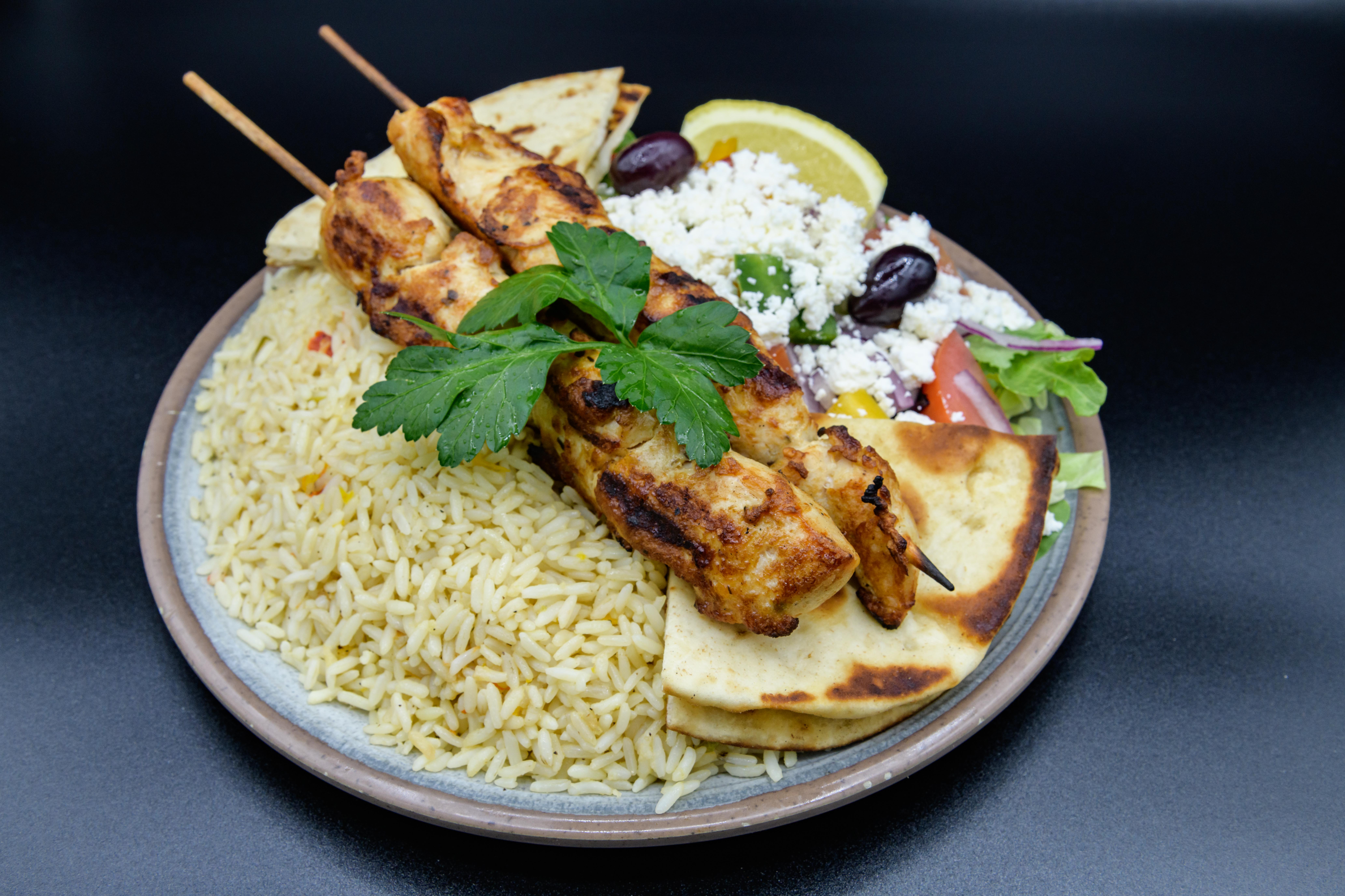 Order Chicken Souvlaki Dinner food online from Gyro City store, Brighton on bringmethat.com