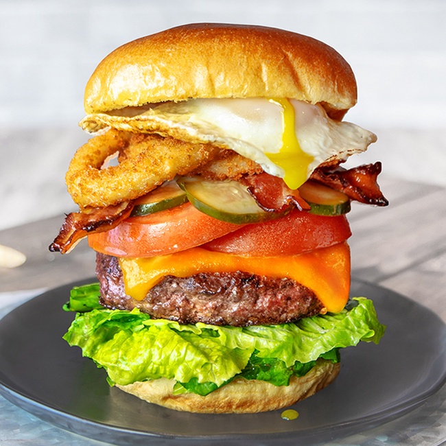 Order Hangover Burger food online from Hurricane Grill & Wings store, Syosset on bringmethat.com