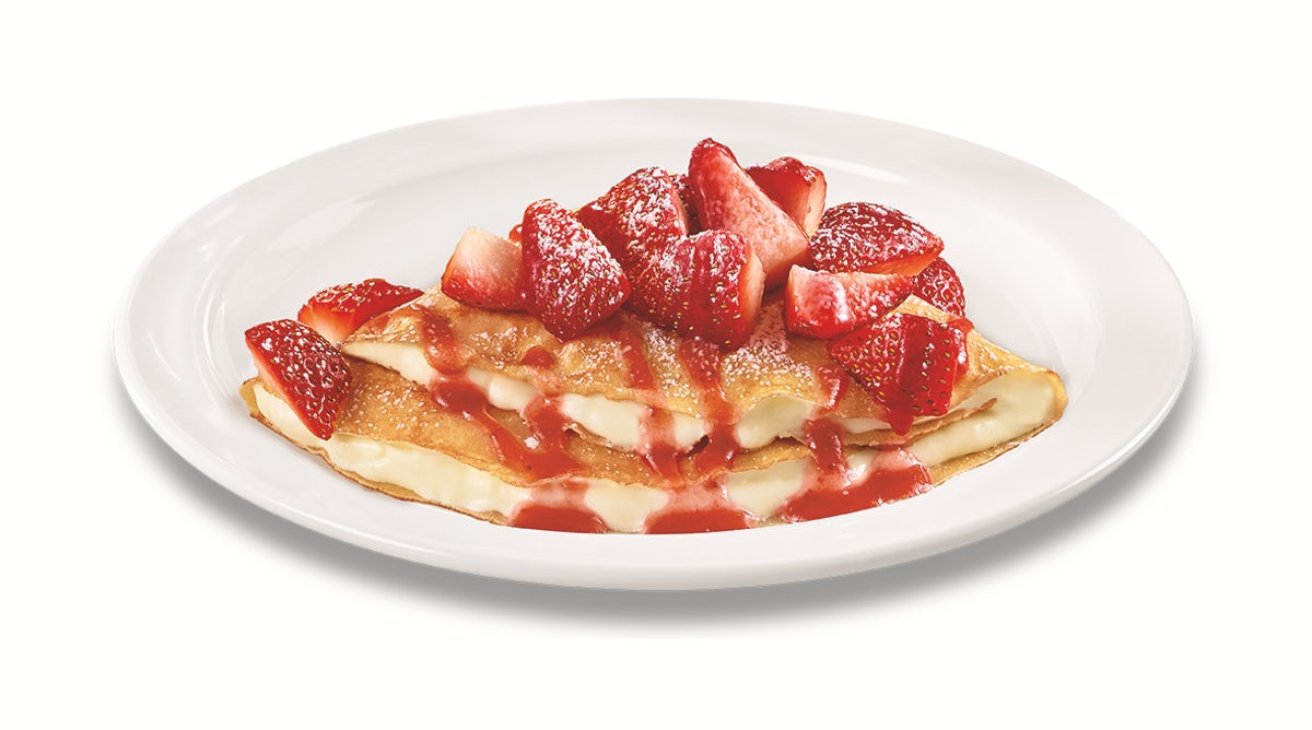 Order Strawberry Vanilla Crepe food online from Denny's store, Thomasville on bringmethat.com