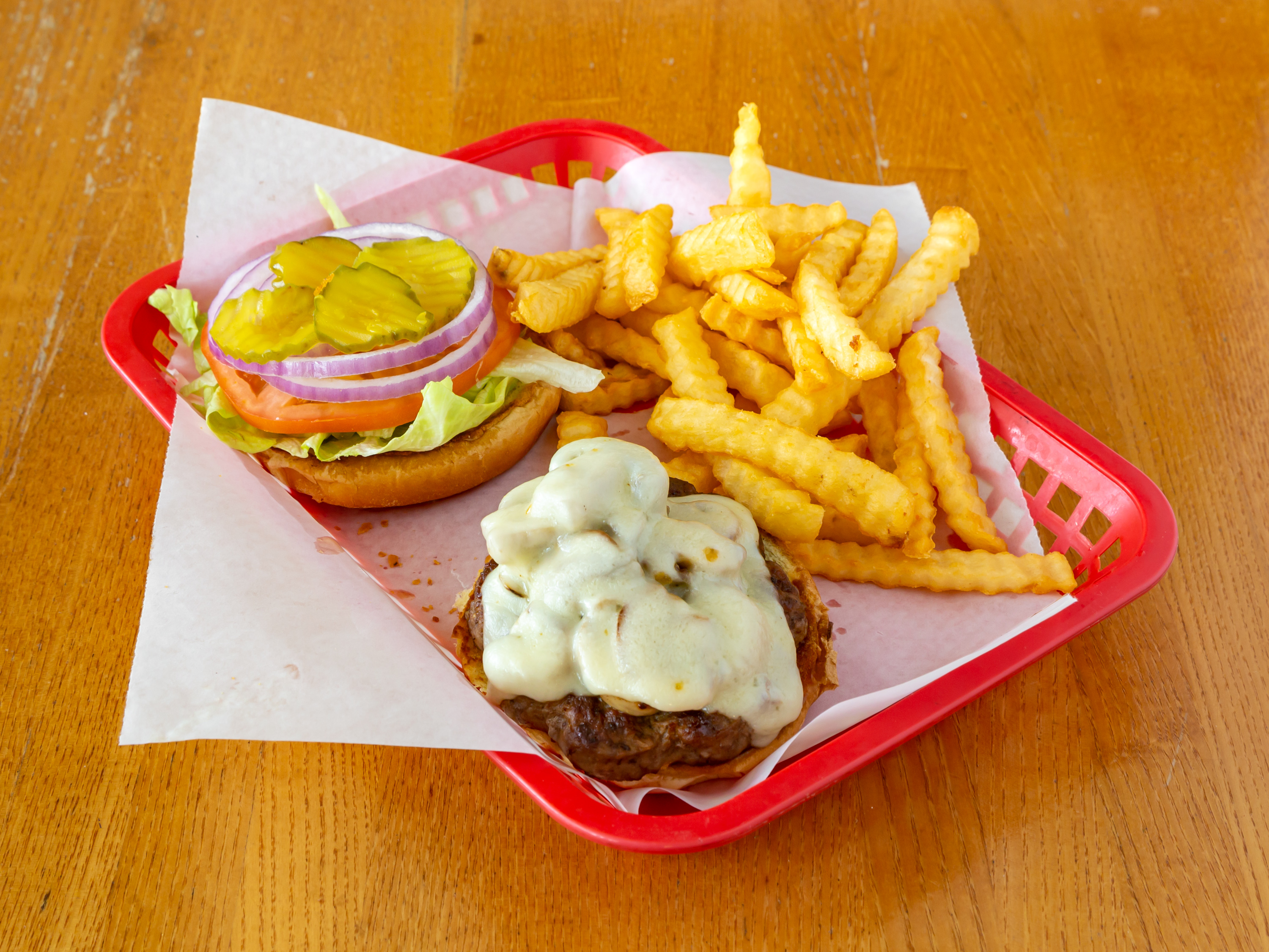 Order Mushroom Swiss Burger  food online from Joshua's Kitchen store, Mulberry on bringmethat.com
