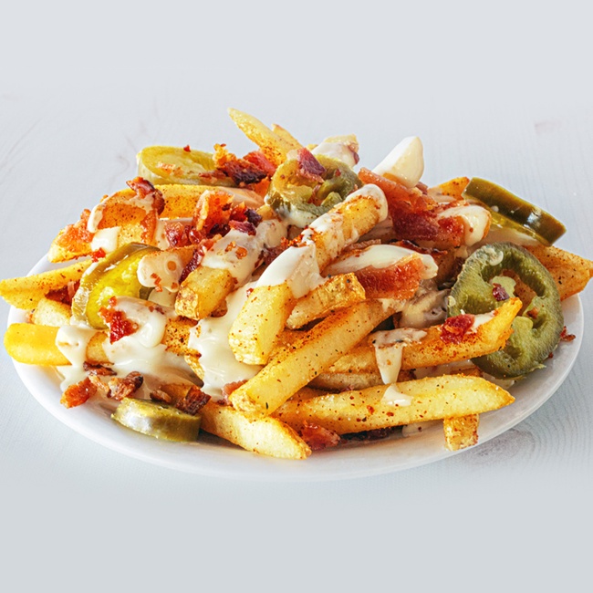 Order Side Bacon Jalapeño Cheese Fries food online from Hurricane Grill & Wings store, Syosset on bringmethat.com
