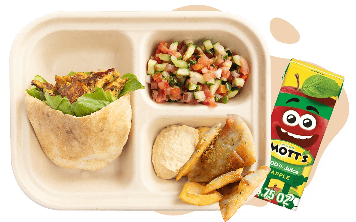 kids kebab pita tray from Mezeh Blacksburg