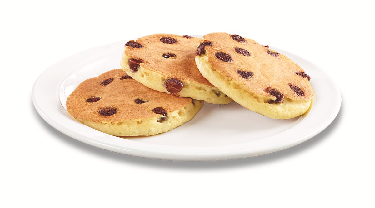 Order Jr. Chocolate Chip Pancakes food online from Denny's store, Thomasville on bringmethat.com